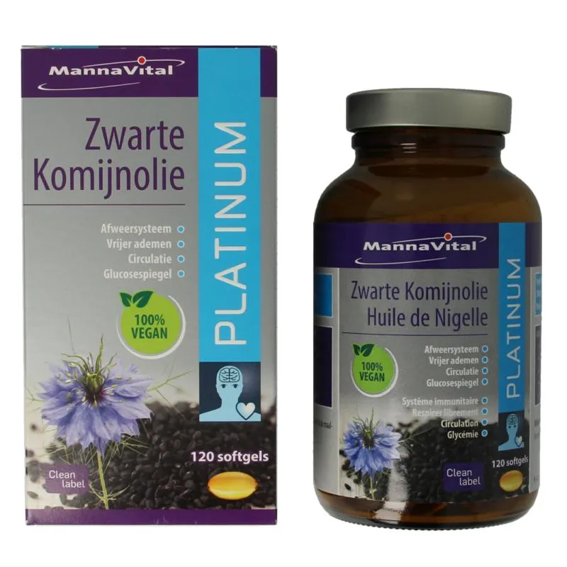 Mannavital Zwarte Komijnolie Platinum (120 Softgels)