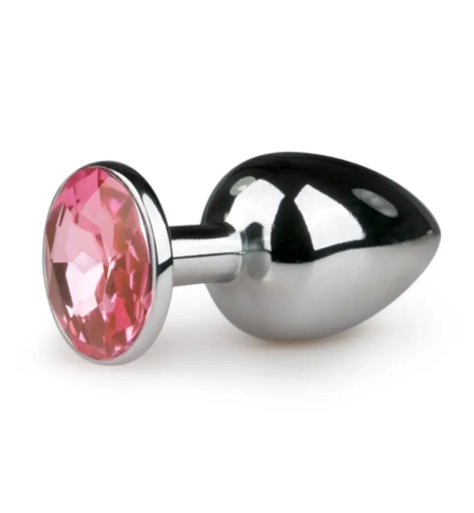 Easytoys Anal Collection Metalen buttplug met roze steen - zilverkleurig (1 stuk)
