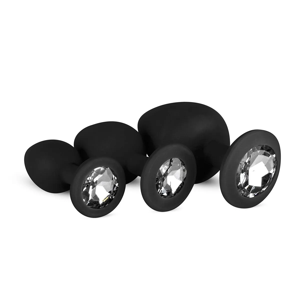 Easytoys Anal Collection Siliconen Buttplug Met Diamant - Zwart (3 stuks)