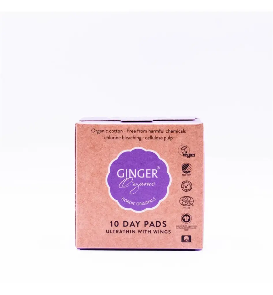 Ginger Organic Maandverband dag met vleugel (10 stuks)