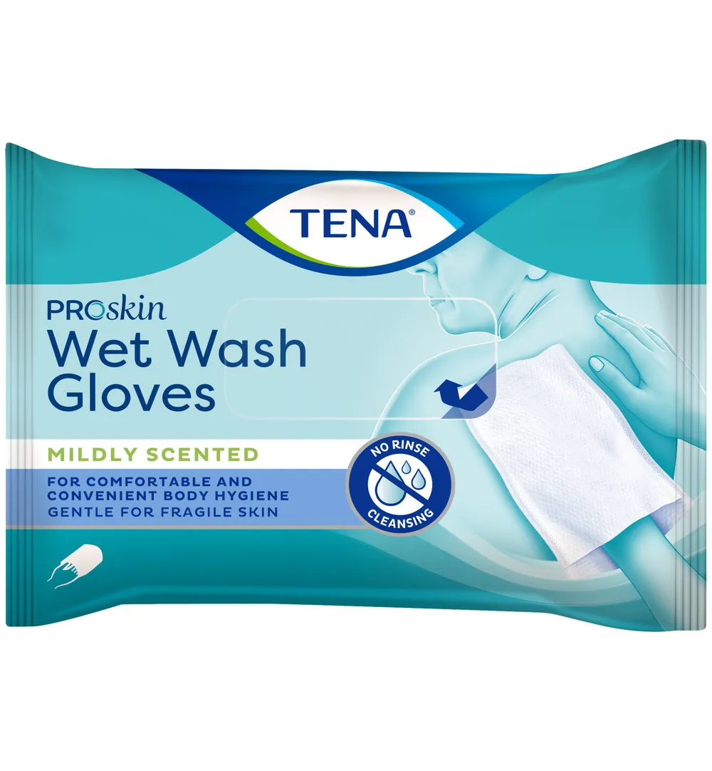 Tena Wet Wash Glove Mildly Scented 8 (8 stuks)