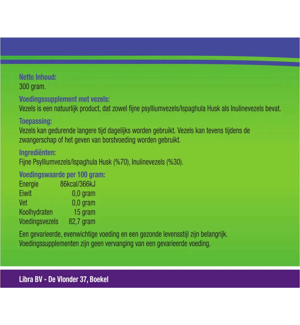 Vezels Naturel Psylliumvezels En Inulinevezels (300 gr) - image 2