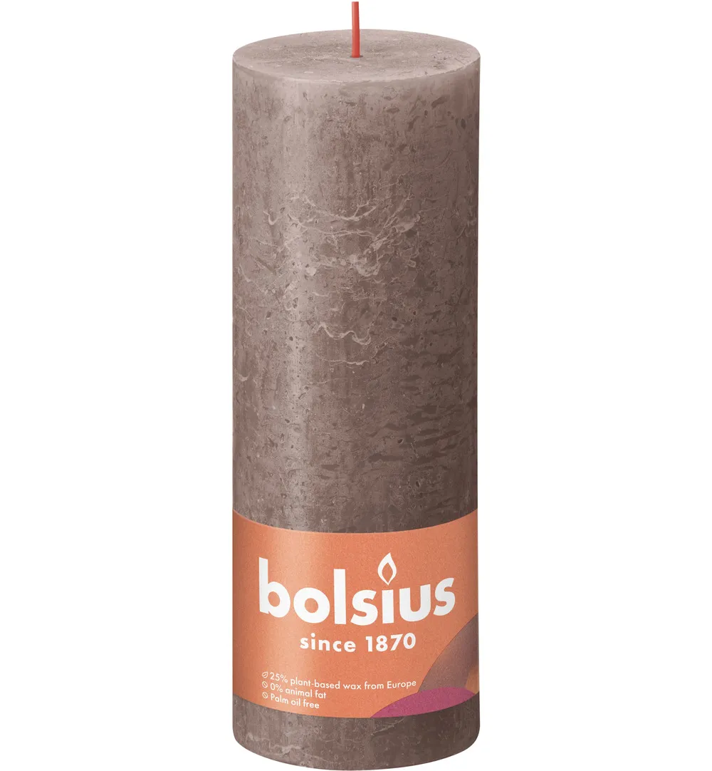 Bolsius Shine Rustiek Stompkaars 190/68 Rustic Taupe (1 stuk)