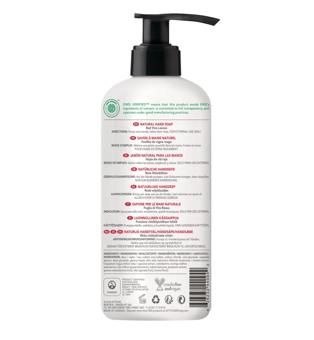 Attitude Super Leaves Handzeep red vine leaves (473 ml)