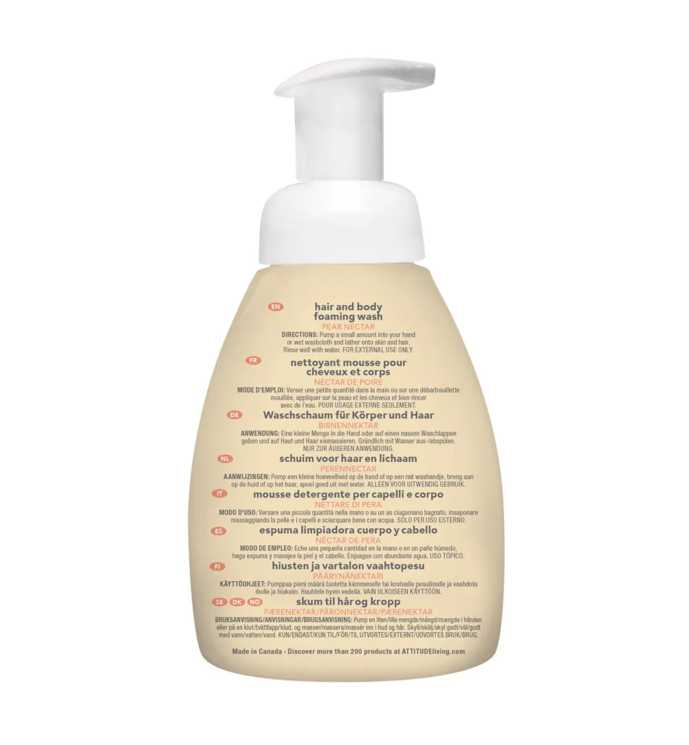 Attitude Baby Leaves 2In1 Schuimende Haar&Body Zeep Pear Nectar (295 ml)
