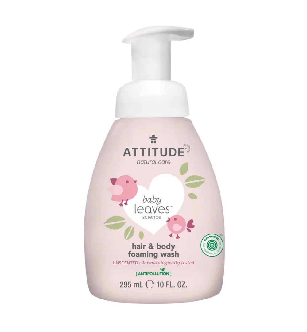 Attitude Baby Leaves 2In1 Schuimende Haar&Body Zeep Parfum Vrij (295 ml)