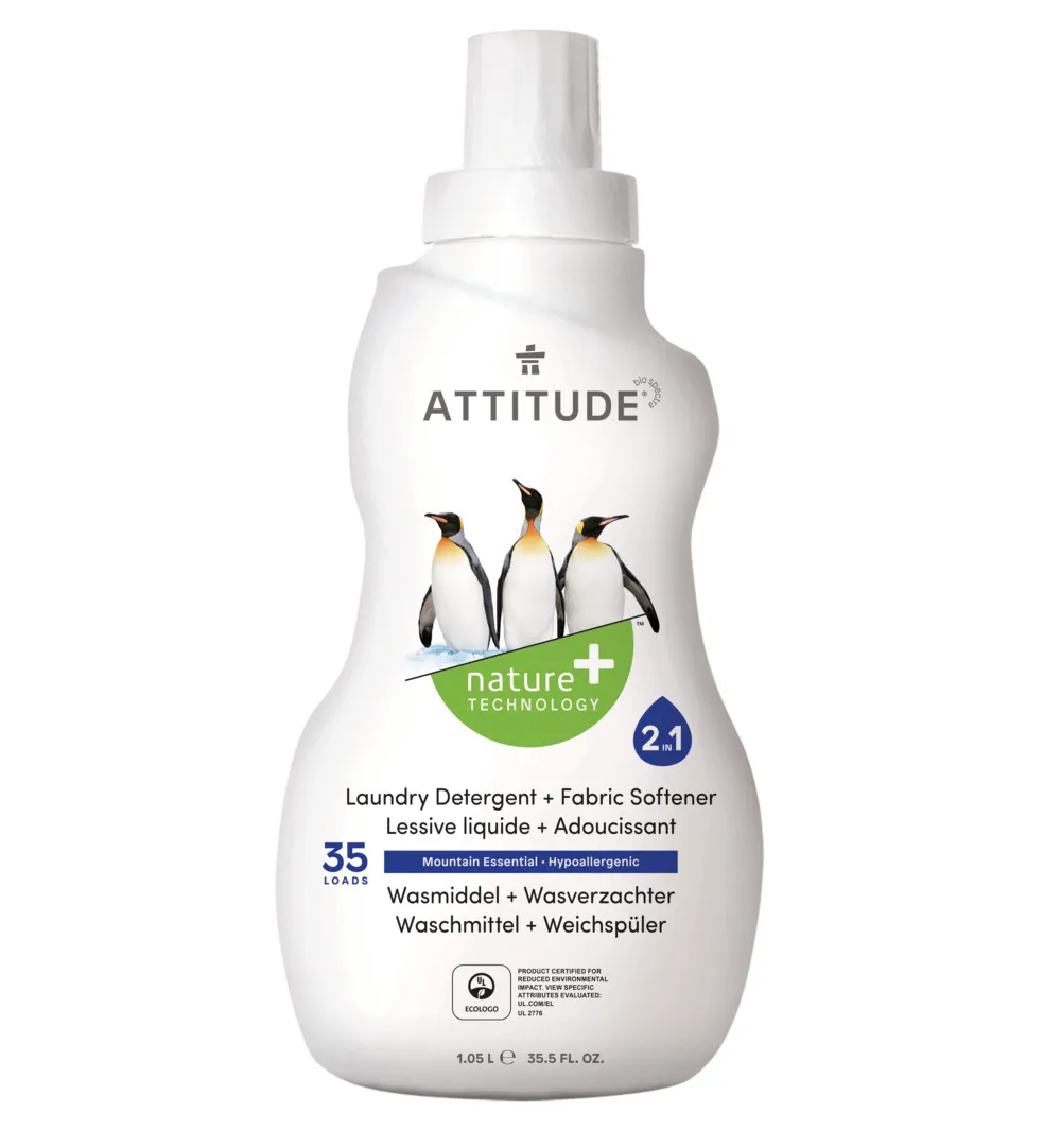 Attitude Nature+ Wasmiddel En Wasverzachter 2 In 1 35 Beurten Mountain Essent (1040 ml)