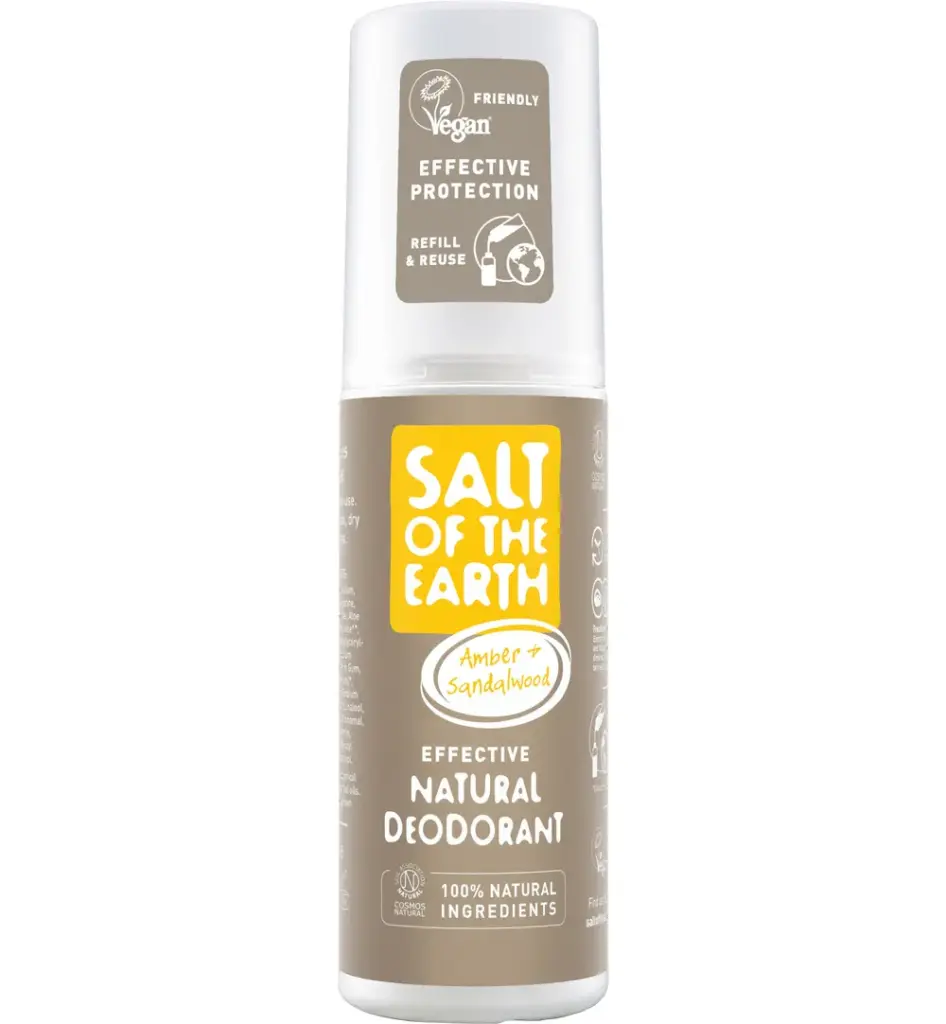 Salt Of The Earth Natural Deodorant Spray, Amber & Sandalwood (100 ml)
