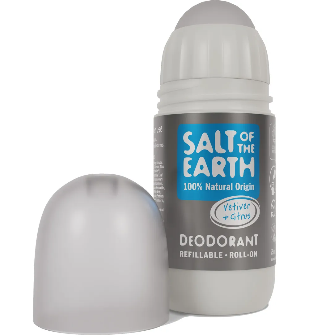 Salt Of The Earth Natural Deodorant Roll On, Vetitver & Citrus (75 ml)