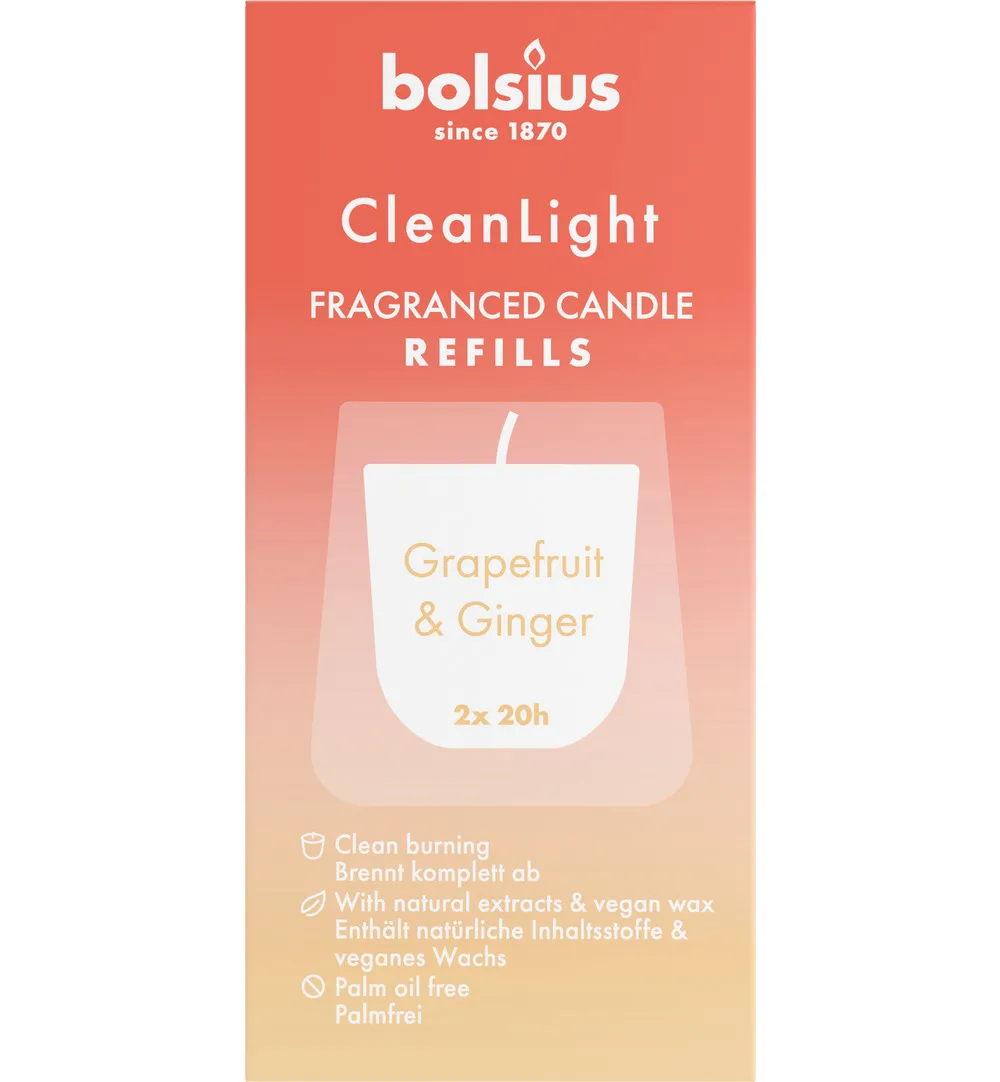 Bolsius Clean Light Navullinggrapefruit / Ginger (2 stuks)