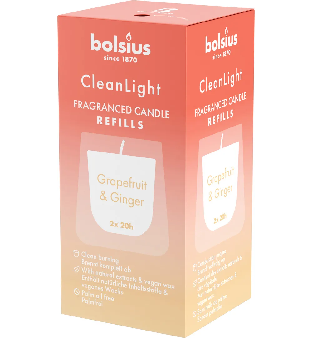 Bolsius Clean Light Navullinggrapefruit / Ginger (2 stuks)