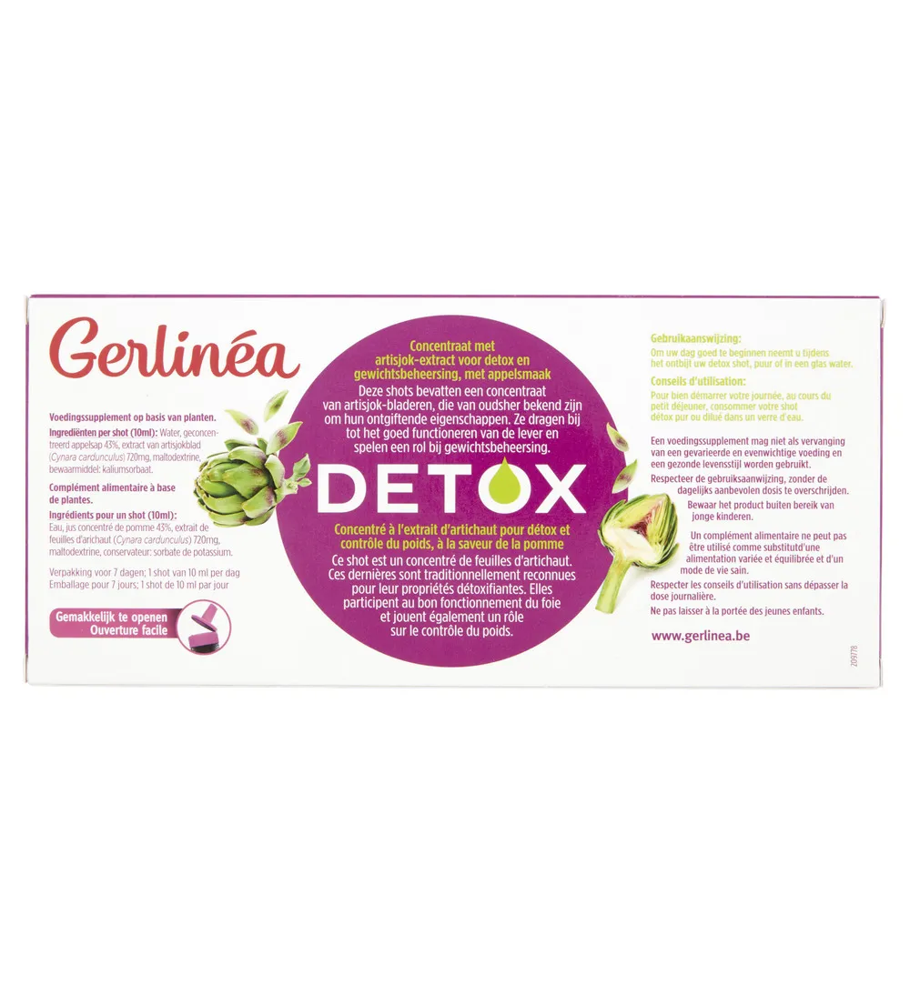 Gerlinéa Detox Shot Artisjok met appelsmaak (7 x 10 ml)