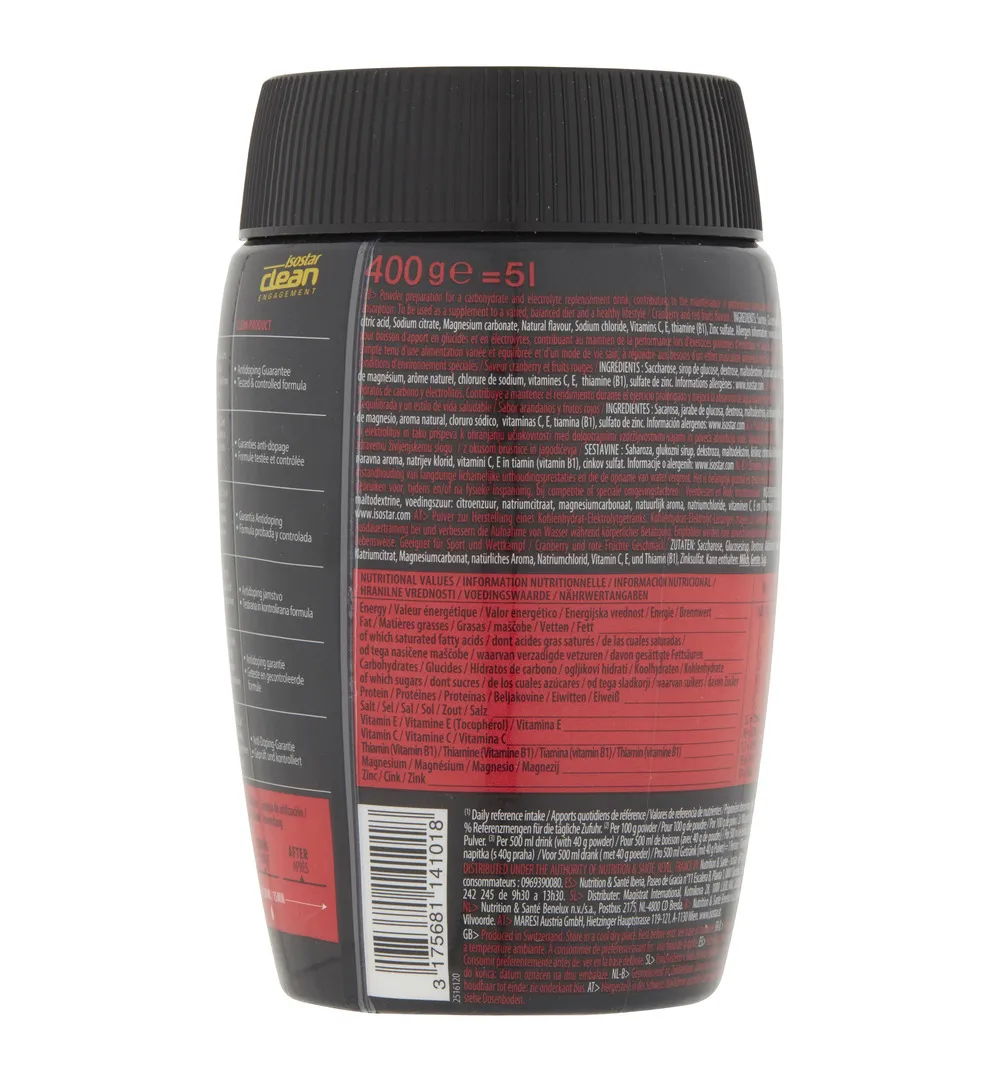 Isostar Hydrate & Perform Cranberry Red Fruit (400 gr) - image 2