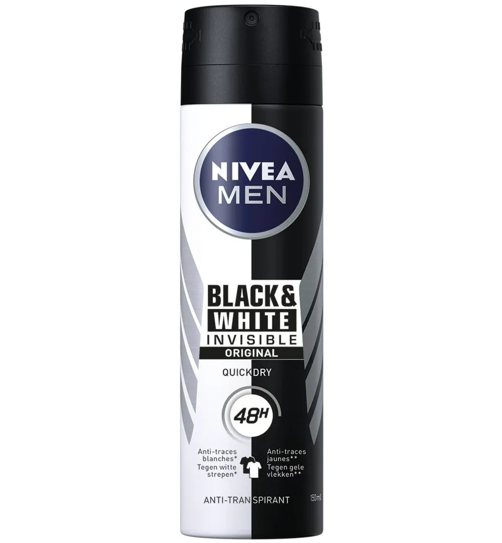 Nivea Men deodorant spray invisible black & white (150 ml)