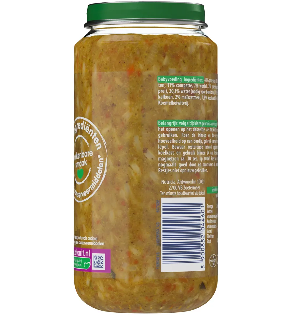 Olvarit Risotto doperwten kalkoen 18M01 (250 gr) - image 2