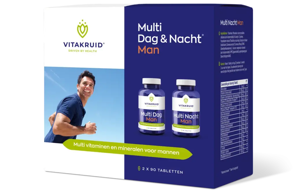 Vitakruid Multi Dag & Nacht Man 100% Vegan (2 x 90 tabletten)