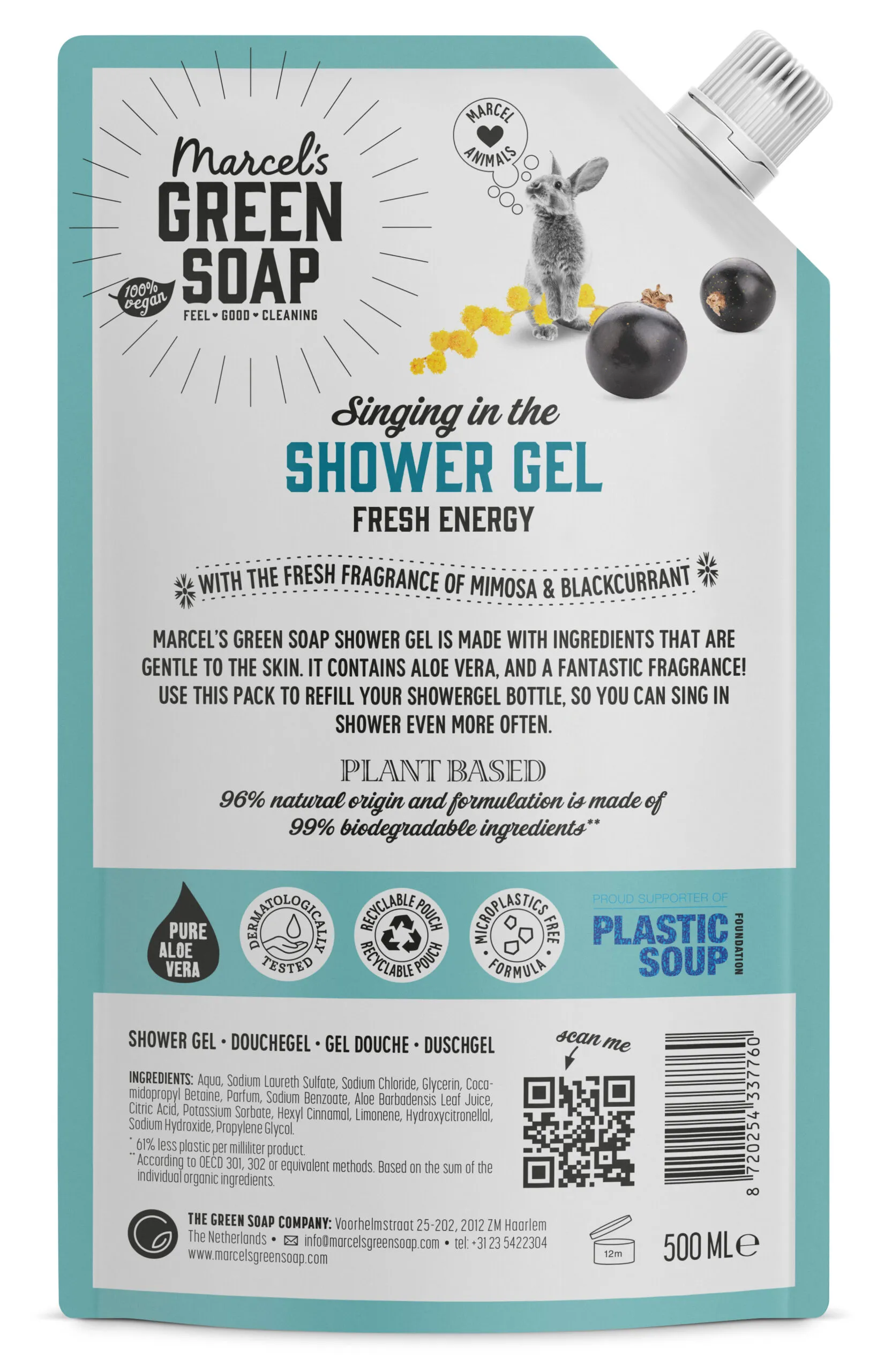 Marcel's Green Soap Shower gel Mimosa & Zwarte Bes Navul (500 ml)