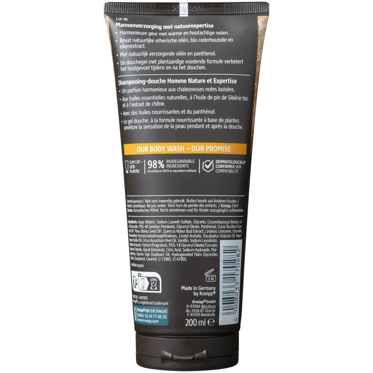 Kneipp Men body & hair 2-in-1 douche warm woods (200 ml)
