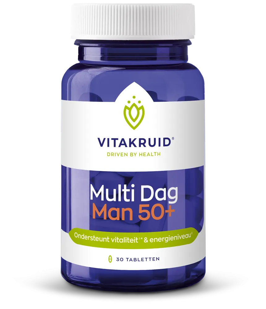 Vitakruid Multi Dag Man 50+ 100% Vegan (30 tabletten)