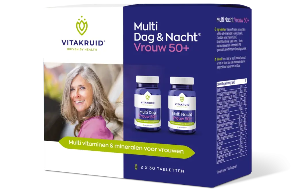 Vitakruid Multi Dag & Nacht Vrouw 50+ 100% Vegan (2 x 30 tabletten)