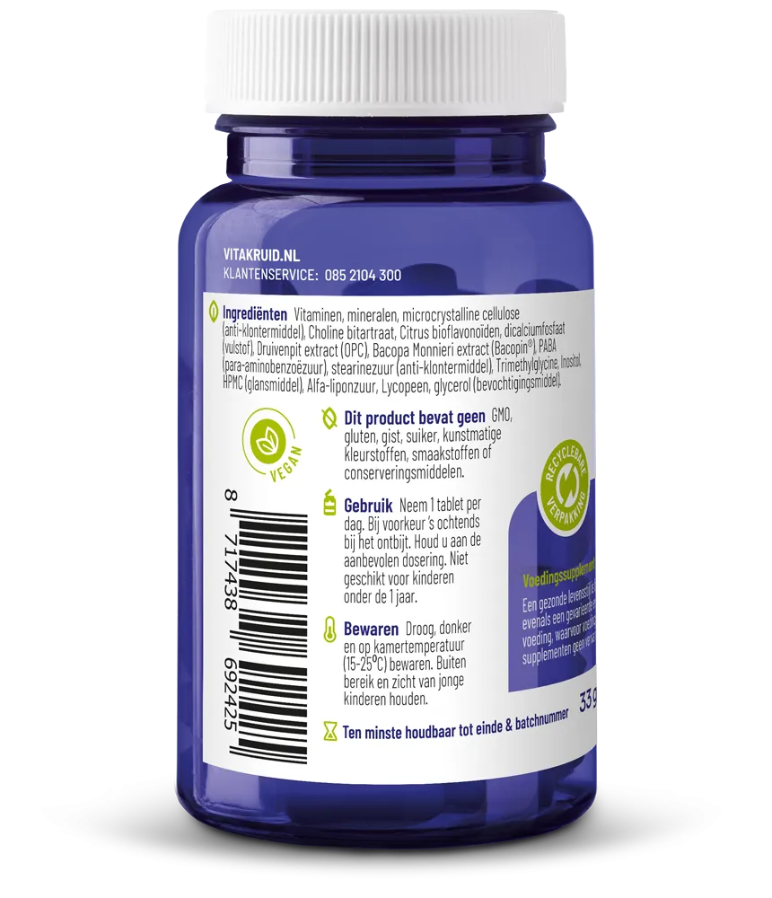 Vitakruid Multi Dag Vrouw 50+ 100% Vegan (30 tabletten)