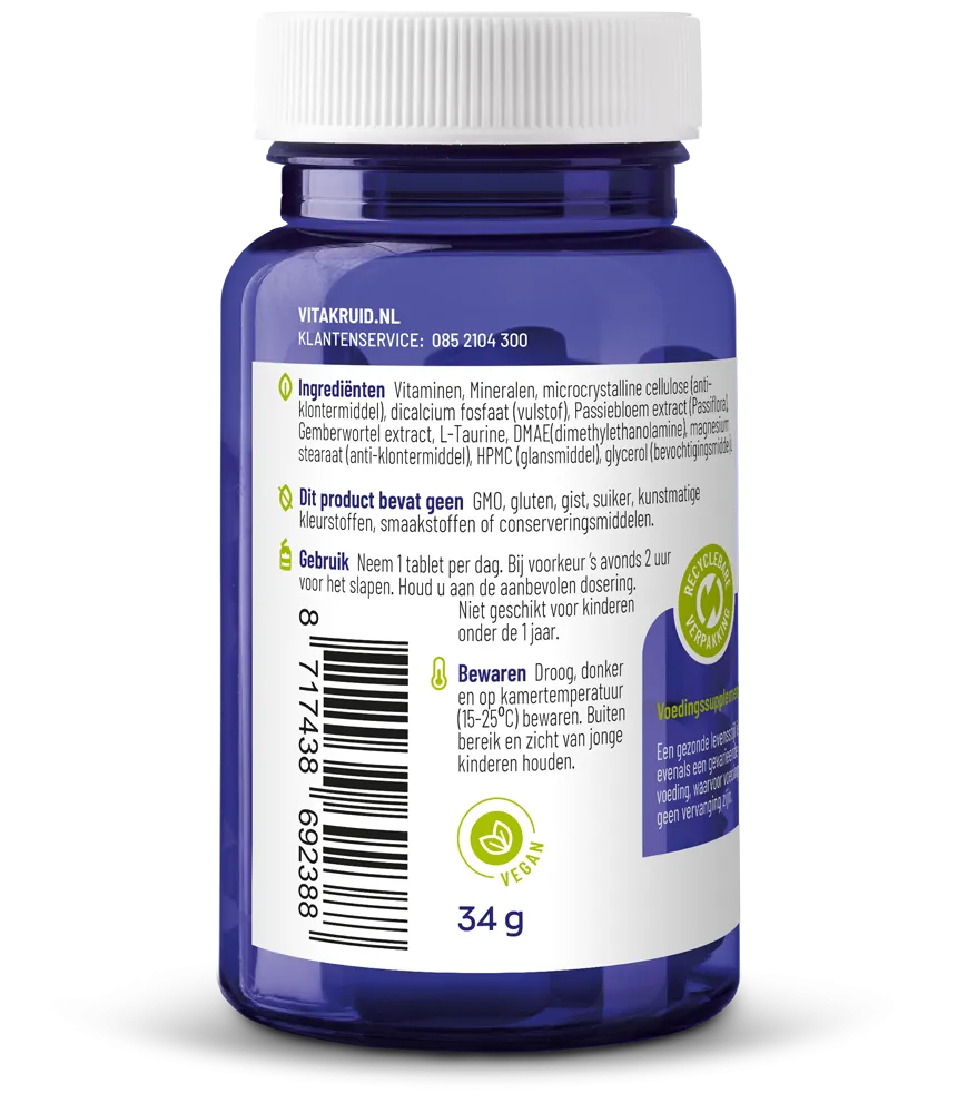 Vitakruid Multi Nacht Man Sport 100% Vegan (30 tabletten)