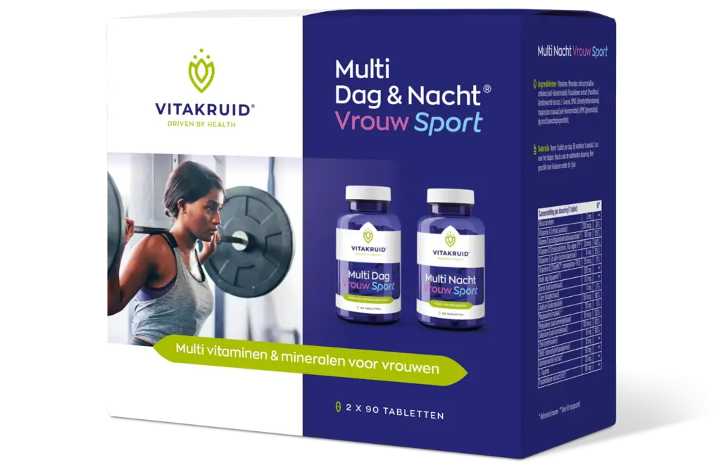 Vitakruid Multi Dag & Nacht Vrouw Sport 100% Vegan (2 x 90 tabletten)