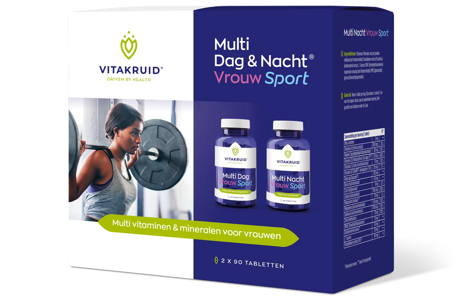 Vitakruid Multi Dag & Nacht Vrouw Sport 100% Vegan (2 x 90 tabletten)
