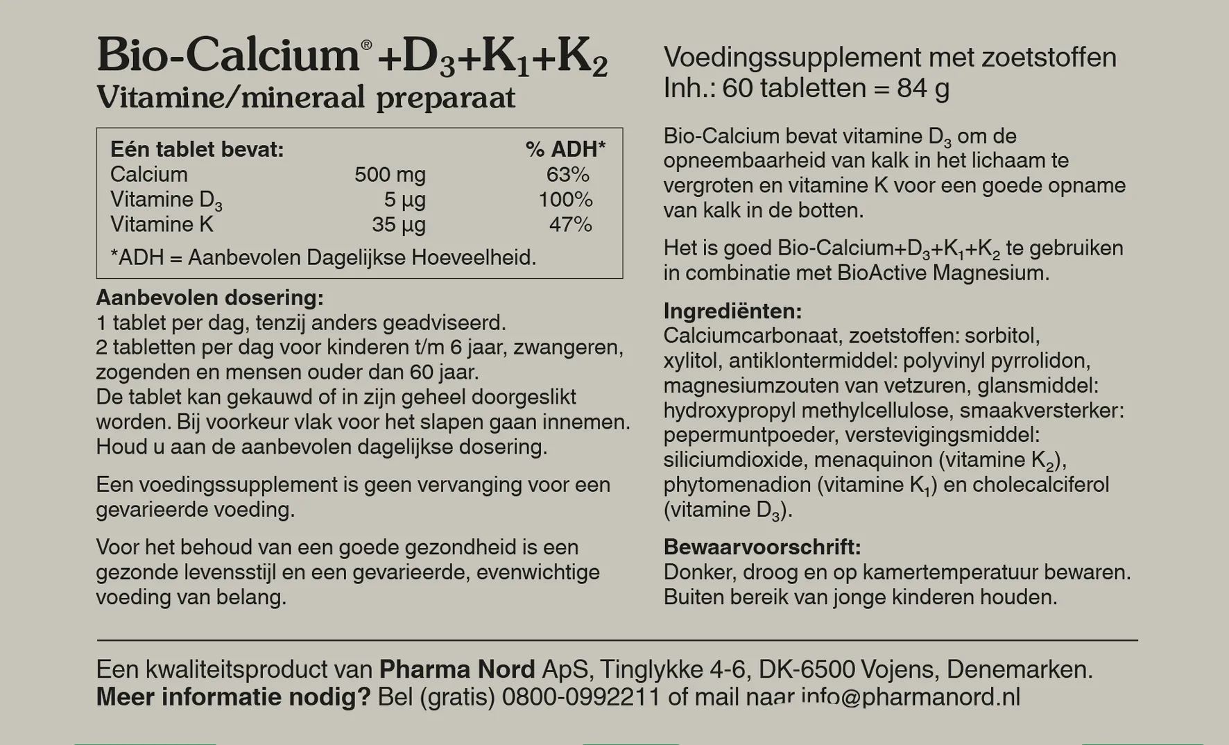 Pharma Nord Bio Calcium & D3 & K1 & K2 (60 tabletten)