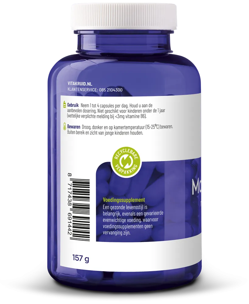 Vitakruid Magnesium Tauraat met Vitamine B6 (P-5-P) (180 vega capsules)