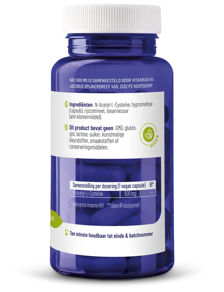 Vitakruid NAC 600 mg N-Acetyl-L-Cysteïne (60 vega capsules) - image 2