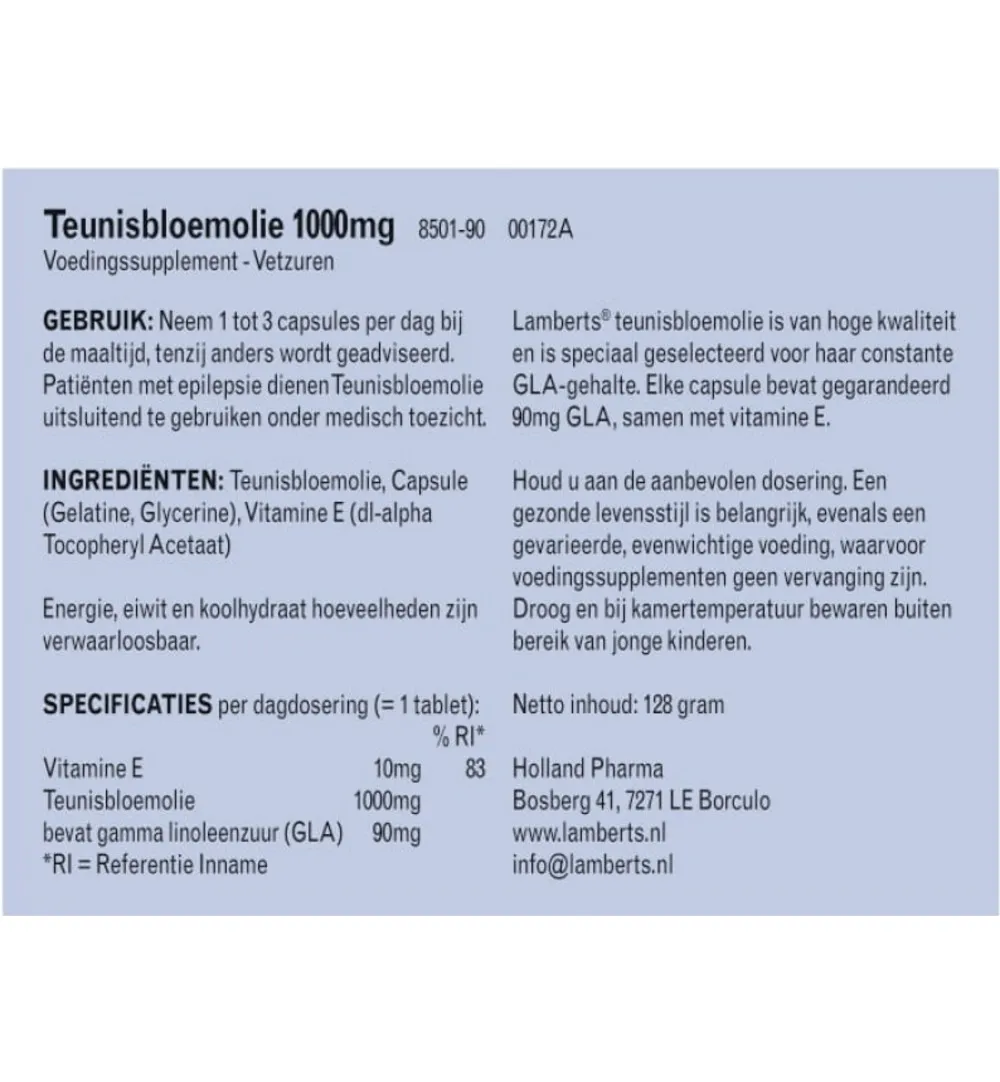 Lamberts Teunisbloemolie 1000Mg (90 capsules)
