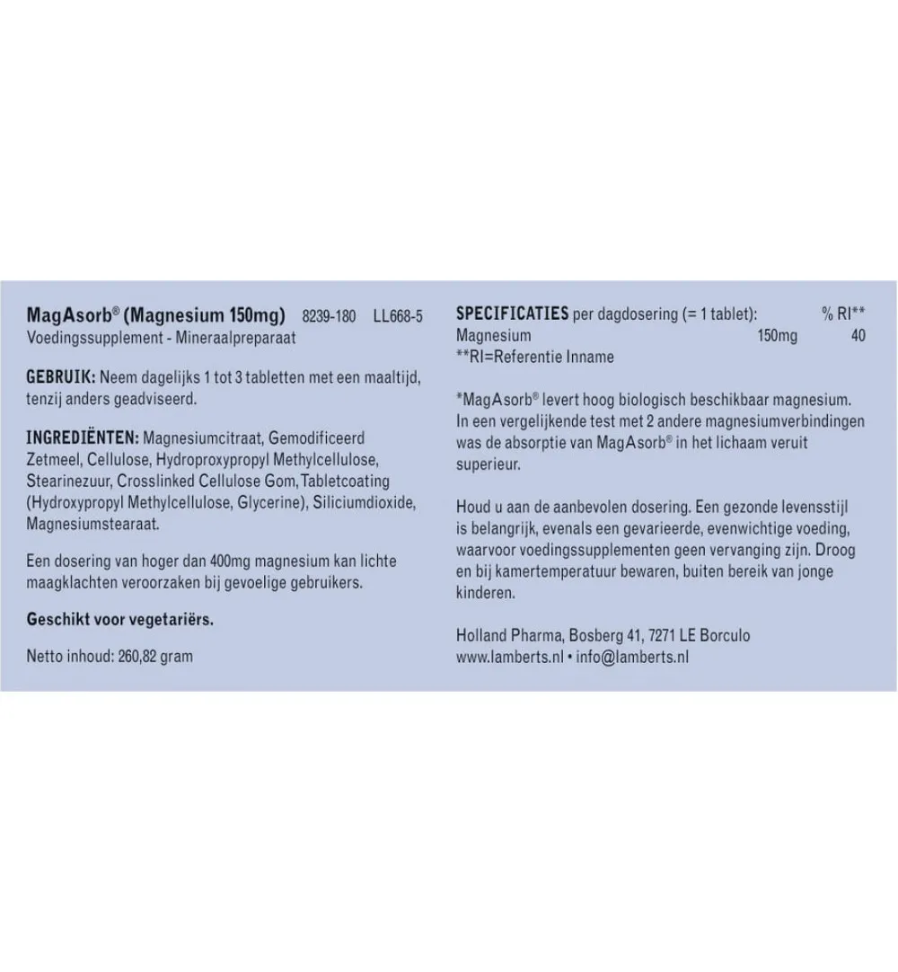 Lamberts MagAsorb (180 tabletten)