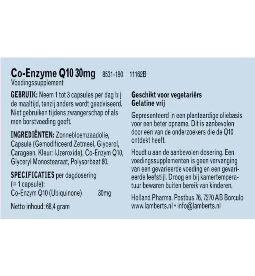 Lamberts Co enzym Q10 30mg (180 vega capsules)