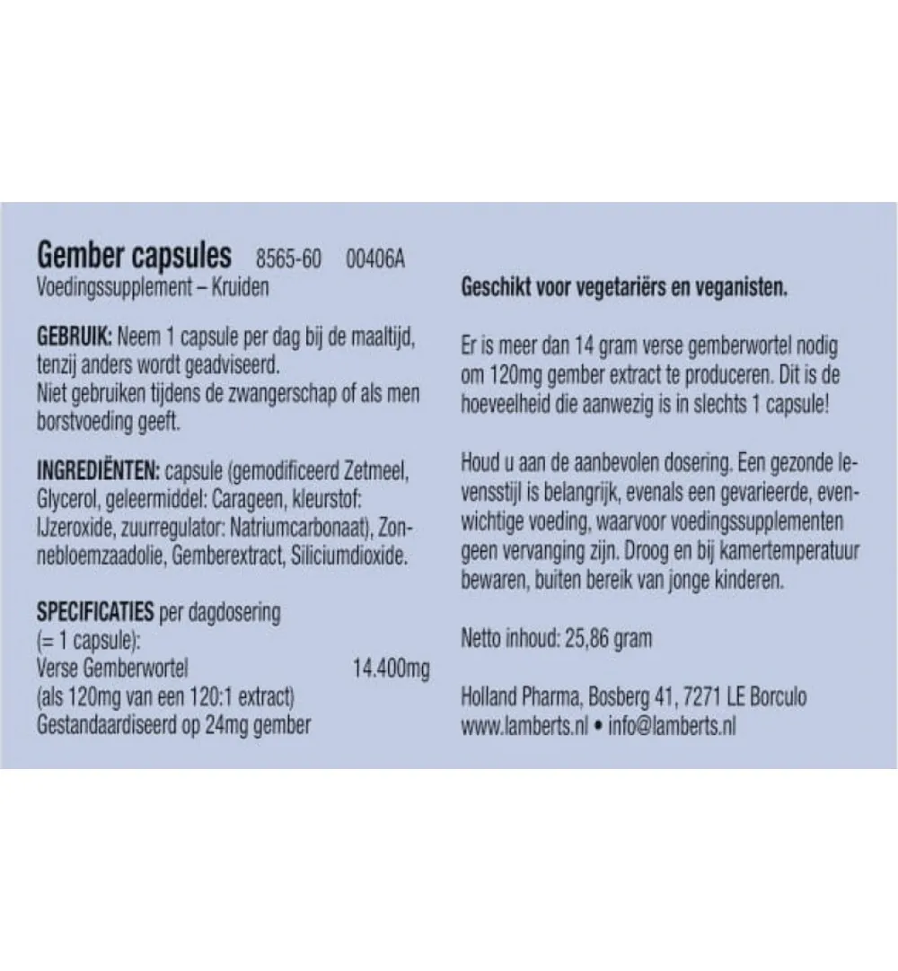 Lamberts Gember (60 vega capsules)