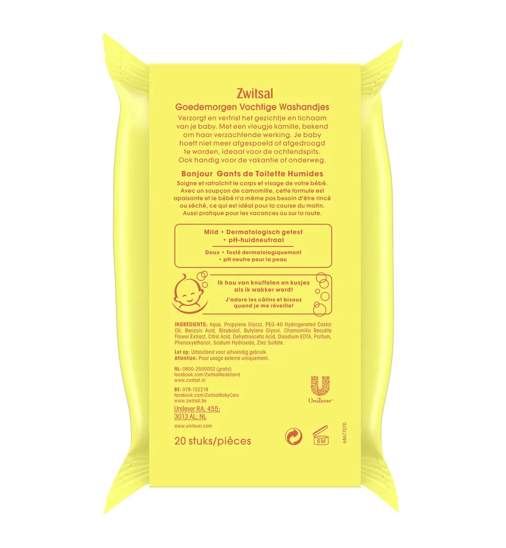 Zwitsal Goedemorgen vochtige washandjes (20 stuks) - image 2