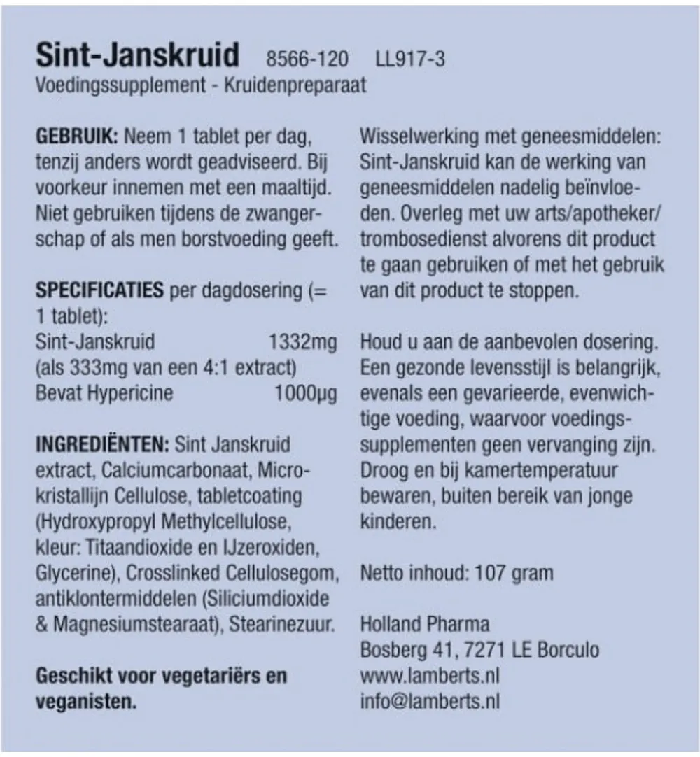 Lamberts St Janskruid (120 tabletten)