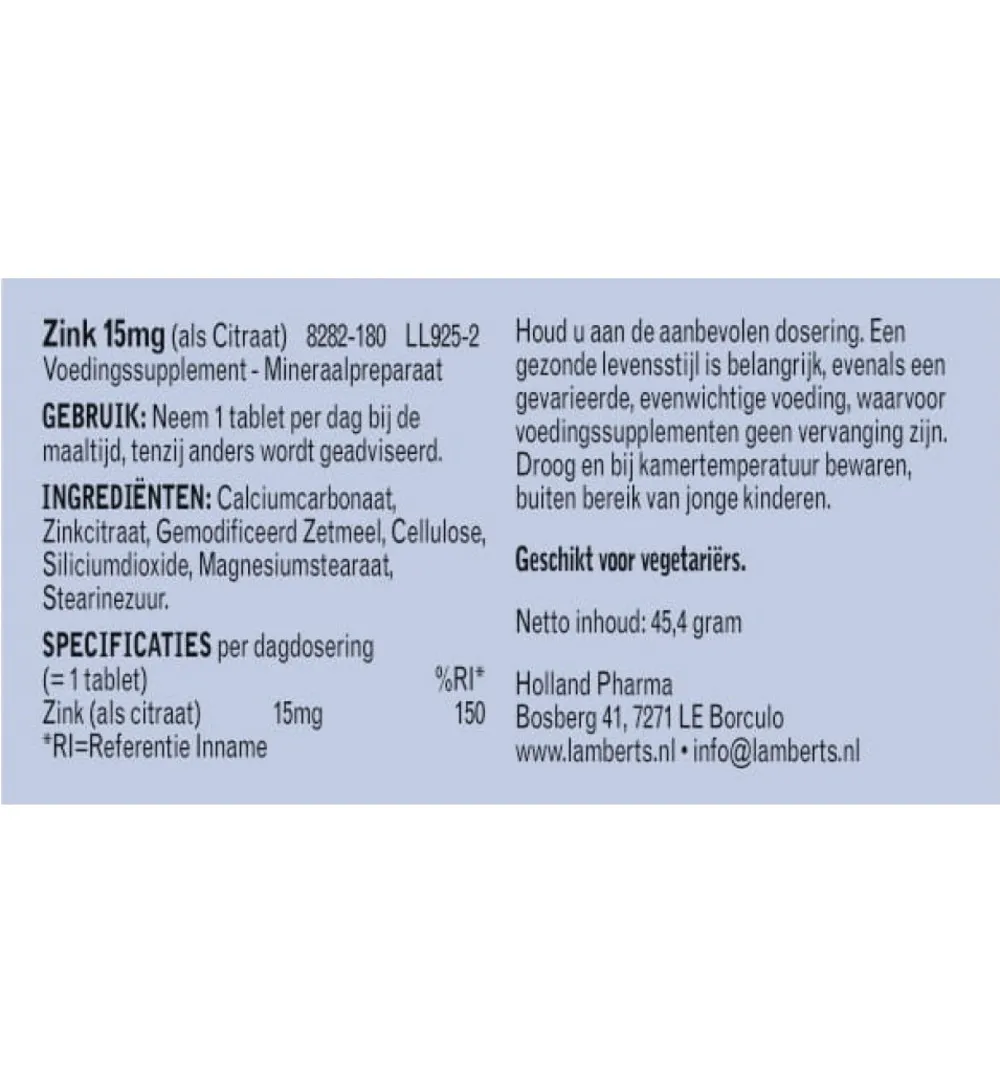 Lamberts Zink citraat 15mg (180 tabletten)