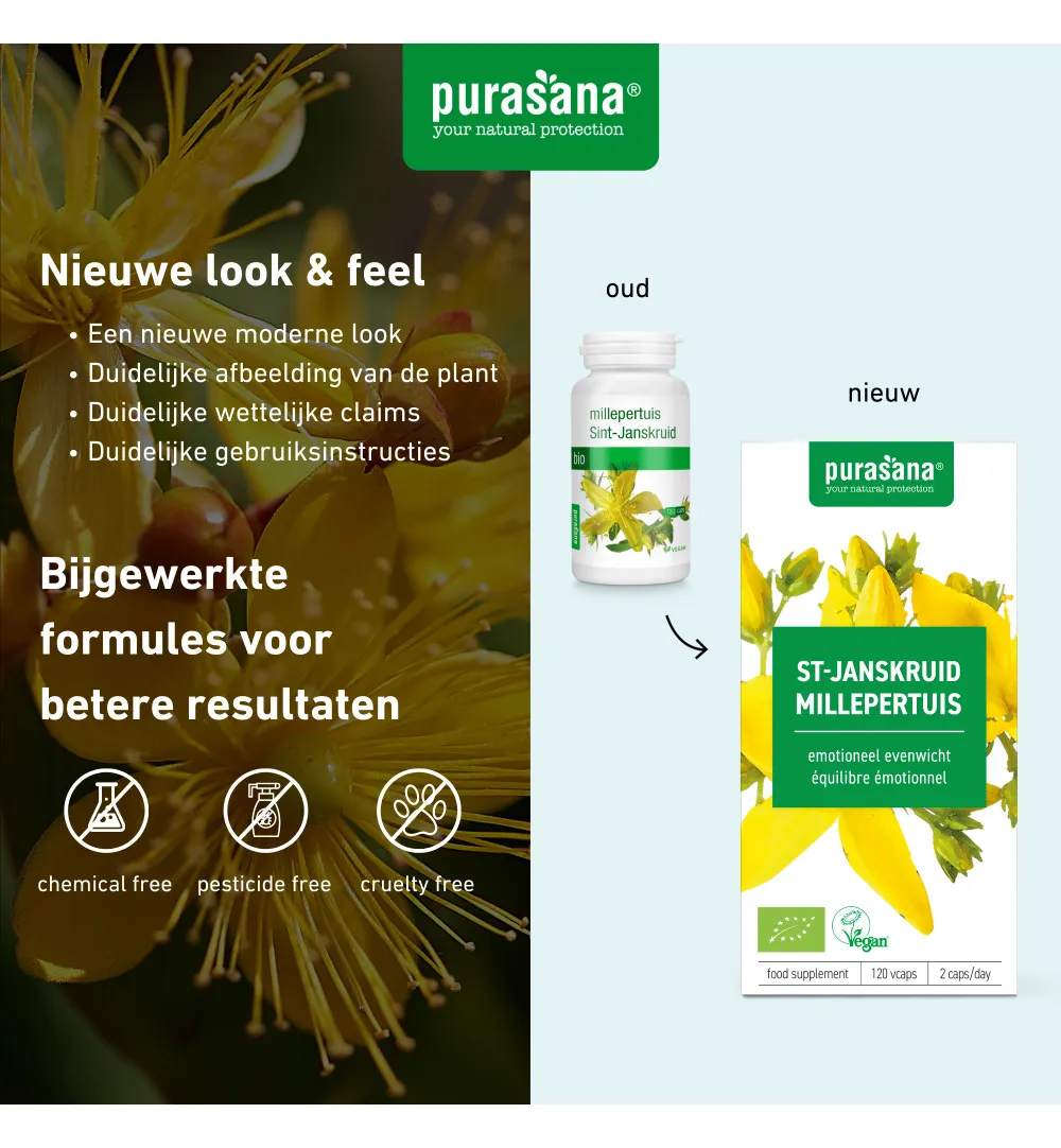 Purasana Sint Janskruid Millepertuis Vegan Bio (120 vega capsules) - image 7
