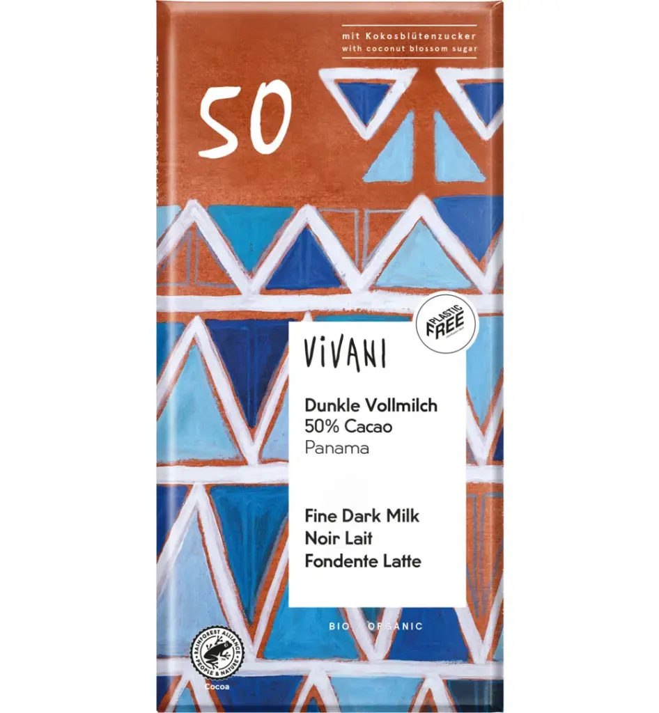 Vivani Chocolade Melk Donker 50% Panama Bio (80 gr)