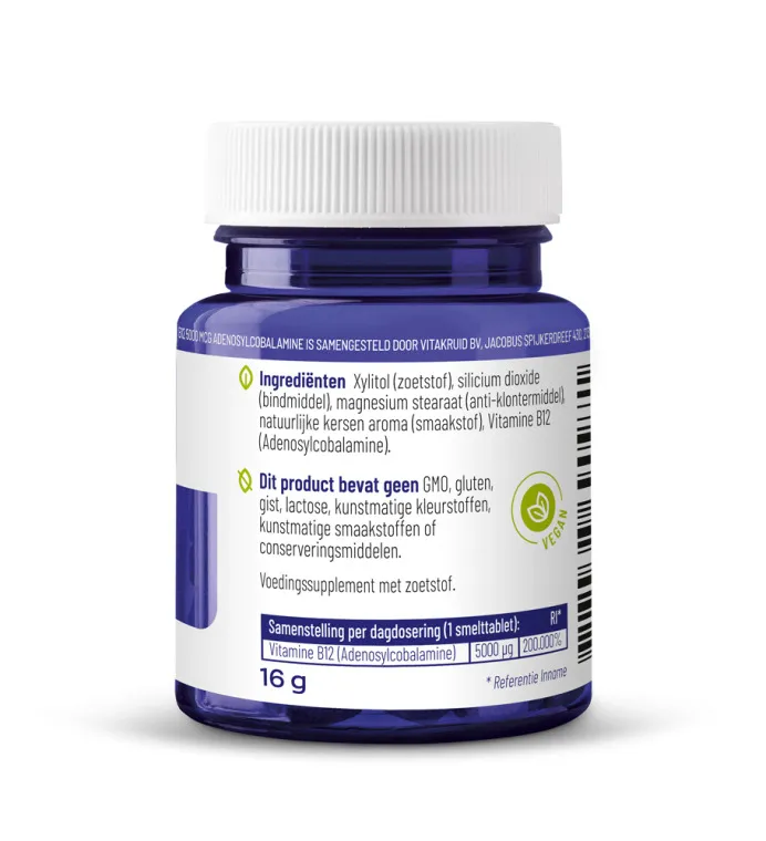 Vitakruid B12 5000 mcg Actief Adenosylcobalamine Vitamine (60 tabletten) - image 2