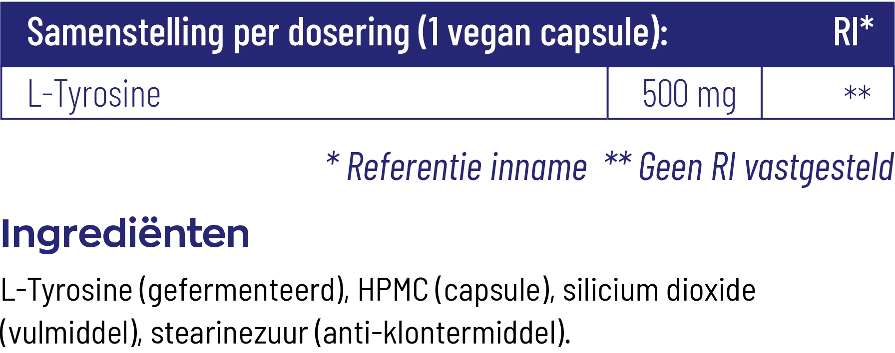 Vitakruid L-Tyrosine 500mg uit Fermentatie (60 vega capsules) - image 3