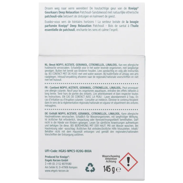 Kneipp Geurkaars Sandelwood Patchouli (145 gr)