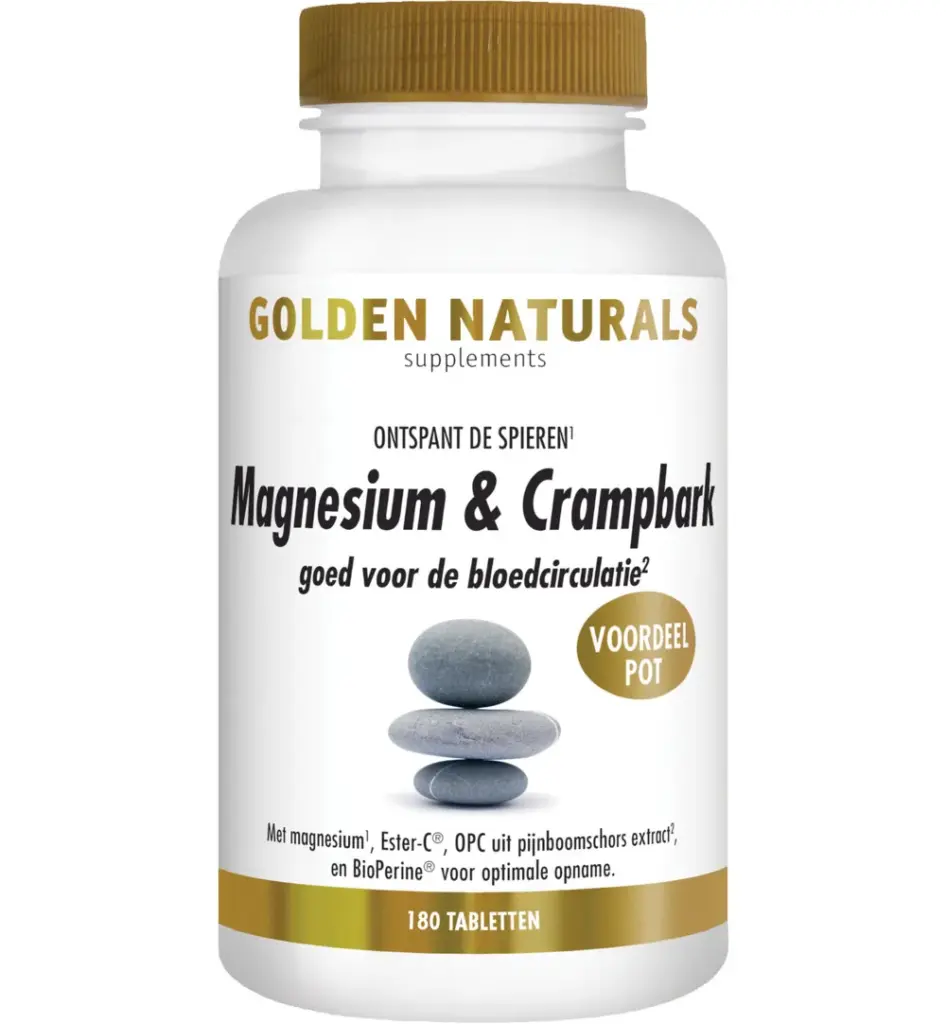 Golden Naturals Magnesium & crampbark (180 tabletten)