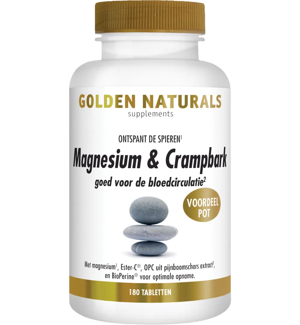 Golden Naturals Magnesium & crampbark (180 tabletten)