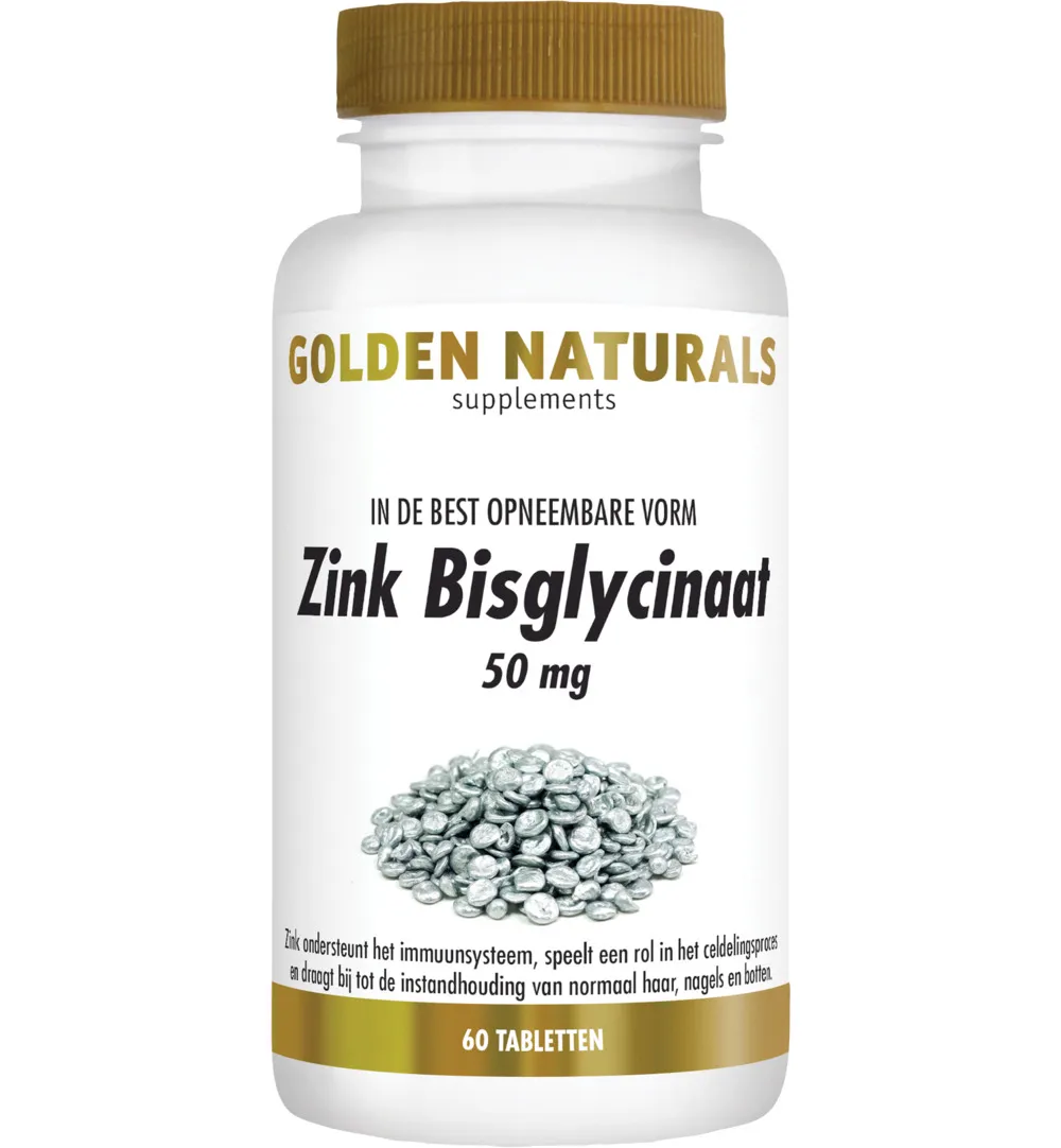 Golden Naturals Zink bisglycinaat 50 mg (60 tabletten)