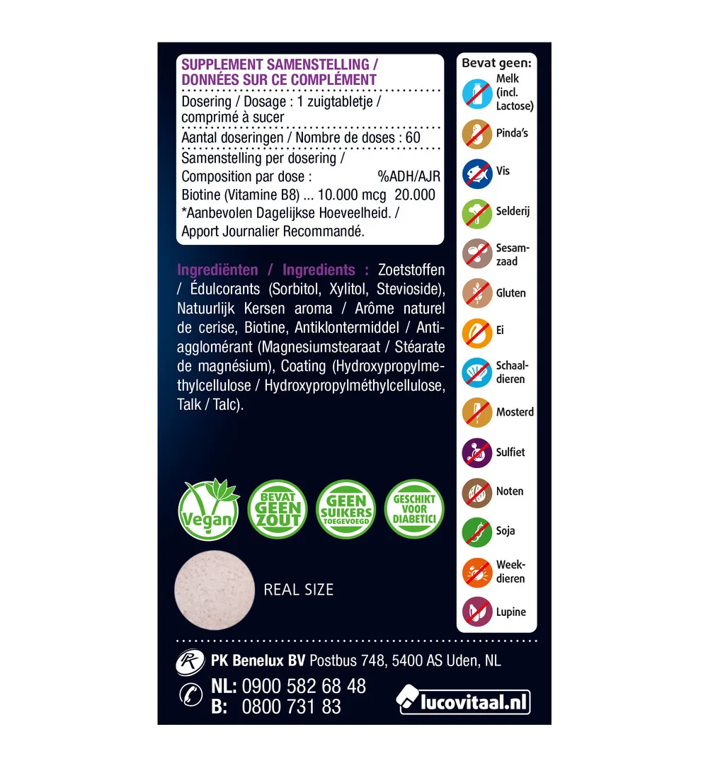 Lucovitaal Biotine 10.000mcg Forte (60 zuigtabletten) - image 2