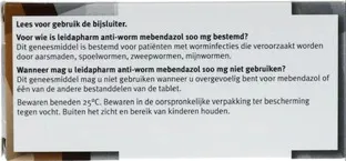 Leidapharm Mebendazol 100 Mg (6 tabletten)