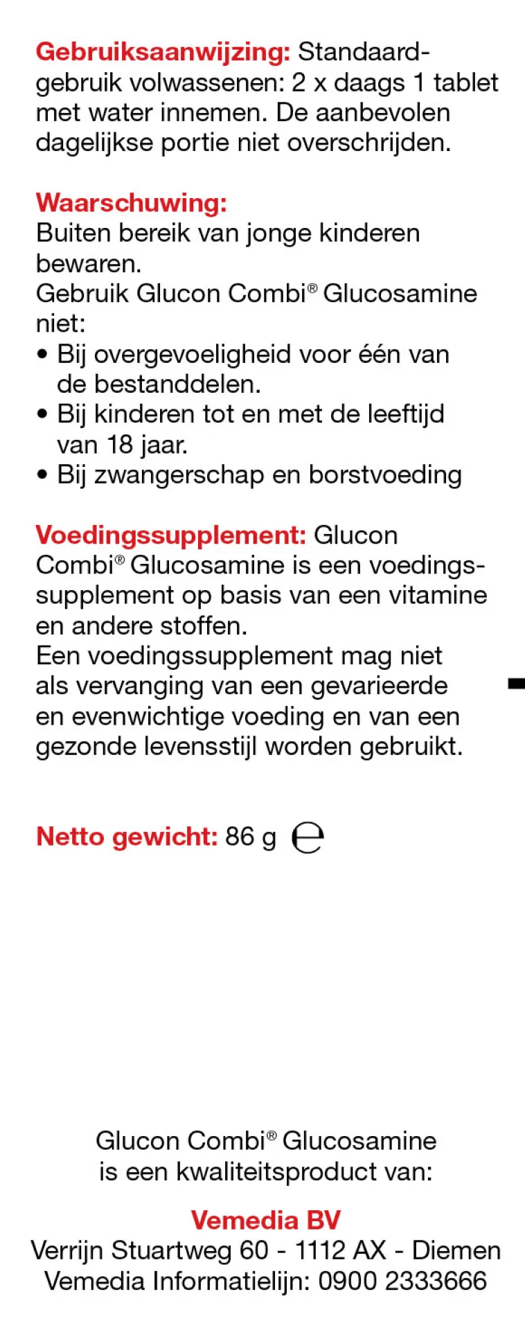 Leef Vitaal Glucosamine & chondroitine vitamine C (60 tabletten) - image 2