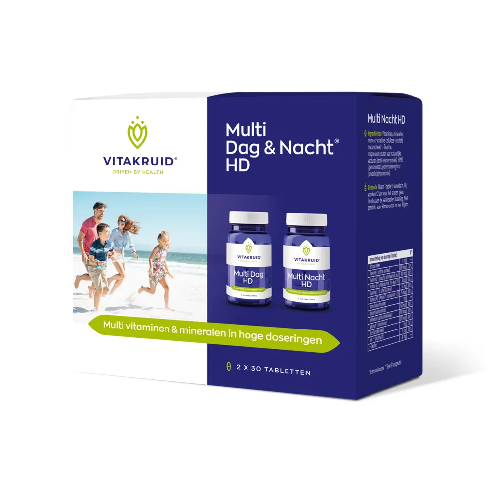 Vitakruid Multi Dag & Nacht HD 100% Vegan (2 x 30 tabletten)